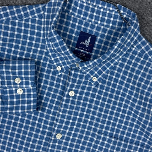Johnnie-O Shirt Mens 2XL Blue Plaid Long Sleeve Casual Button Down Preppy Casual - Picture 1 of 9